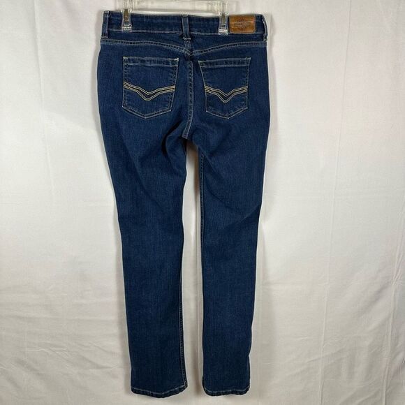 Harley-Davidson Women’s Jeans Straight Leg Mid-Rise Stretch Denim Dark Indigo 27 - Picture 2 of 10